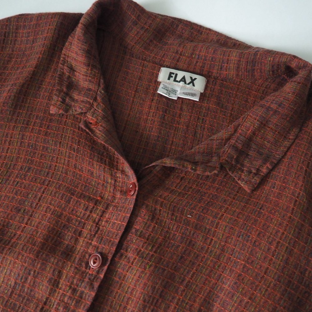 FLAX 100% Linen XL Plus Size Long Sleeve Button-up - Picture 4 of 7